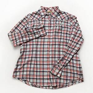 Wrangler  Pink Pearl Snap Plaid Western Shirt, Women XL, Retro Rodeo Cotton